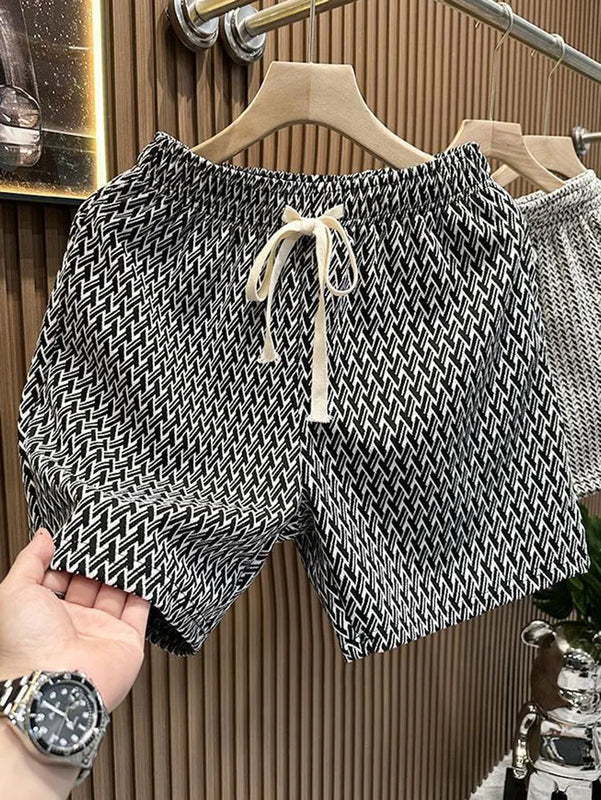Houndstooth Casual Plaid Shorts Men Sport Loose Wide leg | SAMAG