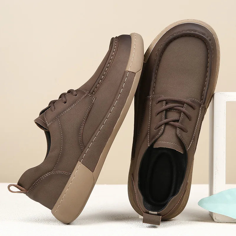 New Autumn Retro Genuine leather fashion casual trend versatile anti slip comfortable breathable simple sports men's board shoes