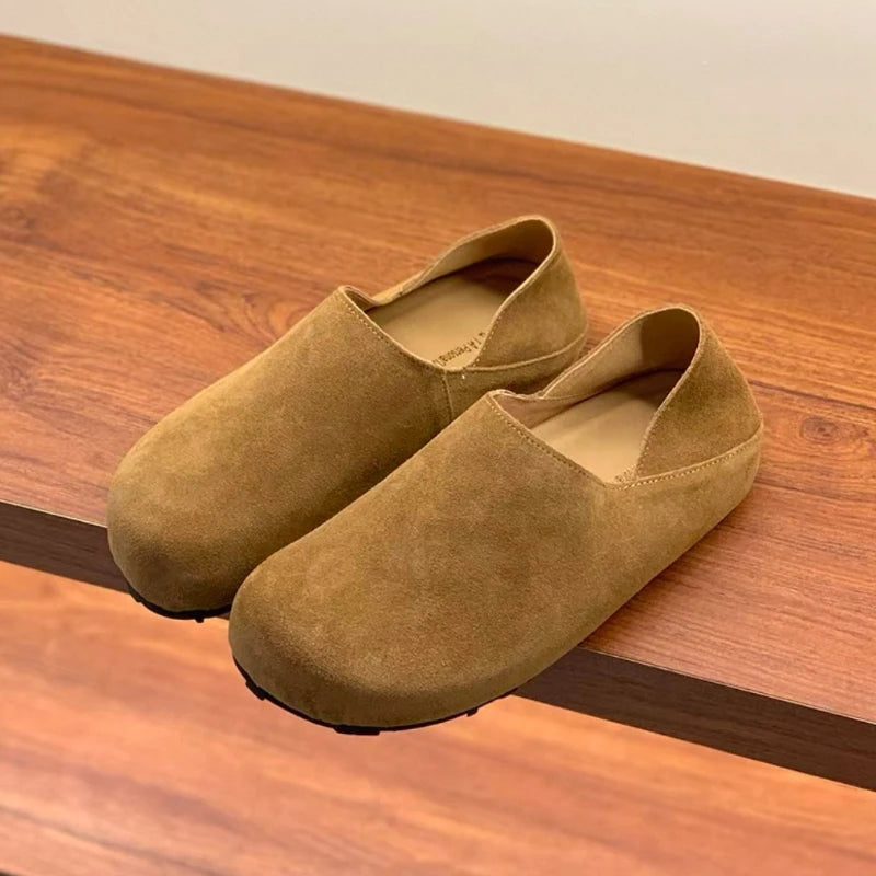 Zuecos De Mujer Suede Mule Shoes Women's Single Shoes 2026 Spring Autumn Baotou Half Slippers Outdoor Pull on Clog Mules Femme