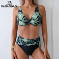 Nadanbao Women Floral Print Bikini Set V Neck Front Knot | SAMAG