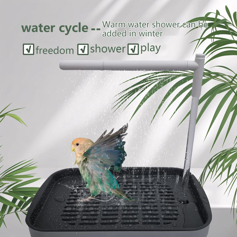 Automatic Electric Parrot Bathing Pool Bird Shower Tub with Water Circulation System for Small Birds Pet Cleaning Grooming