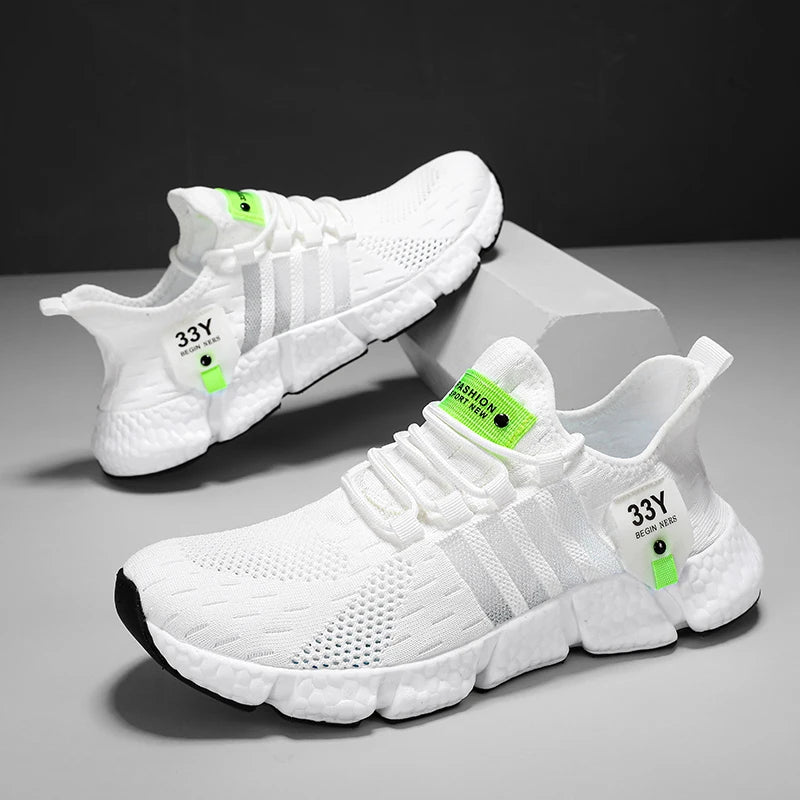 Breathable Mesh Men Shoes Trendy Lightweight Walking Flats Plus Size Male Tennis Sneakers Outdoor Running Fitness Shoes 2024