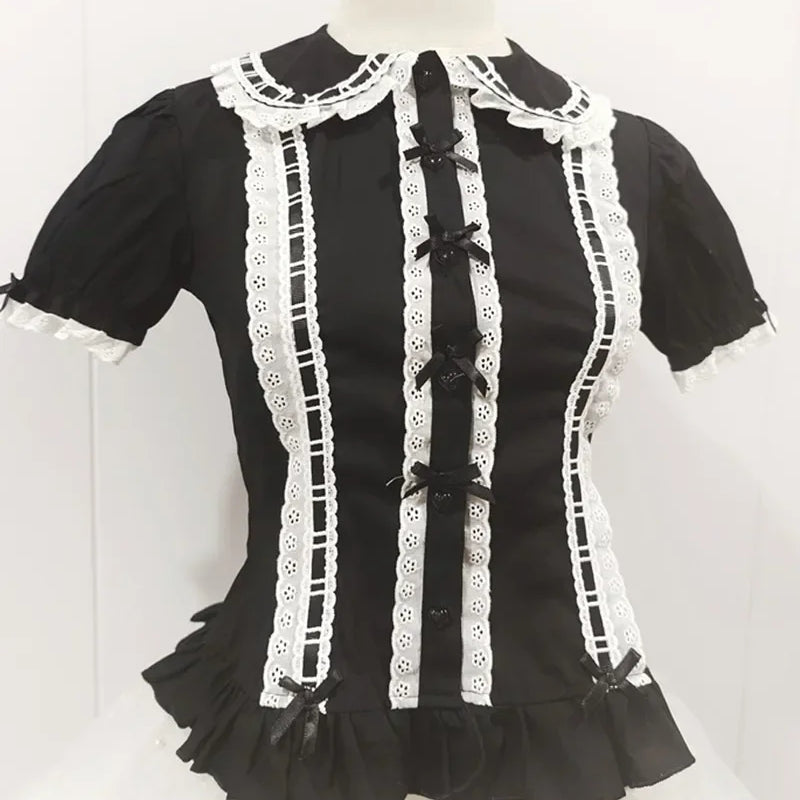 Summer Japanese Lolita Sweet Girls Short - sleeved Tops - View 8 | SAMAG