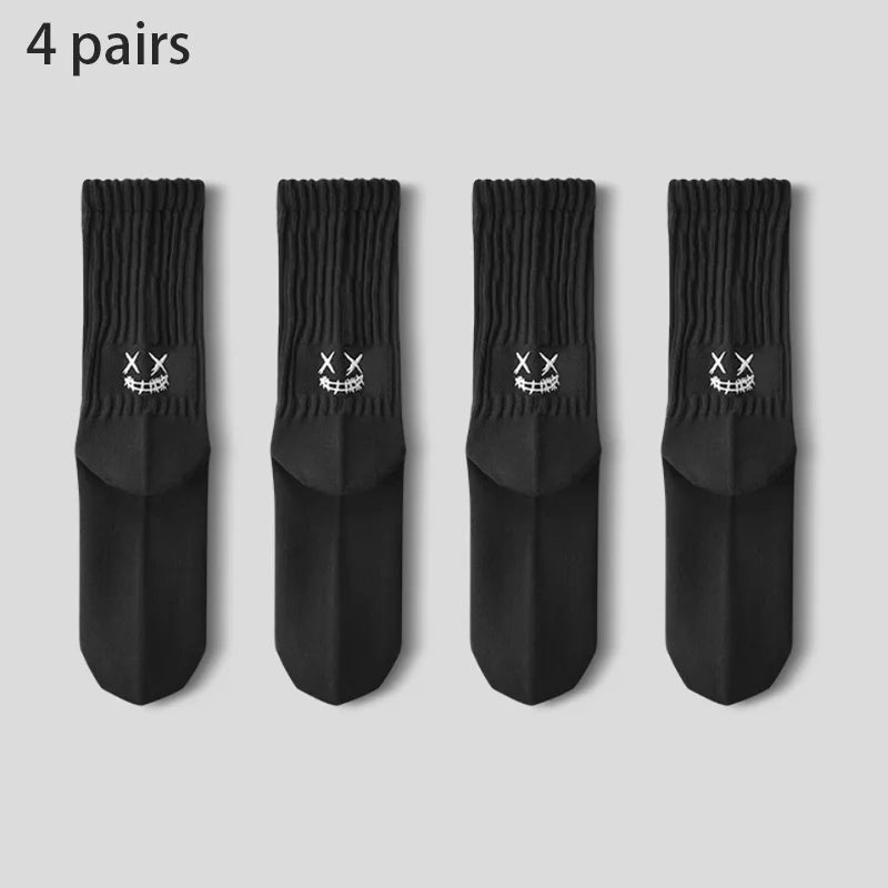 4 Pairs Men's Cotton Work Socks Long Running Breathable | SAMAG