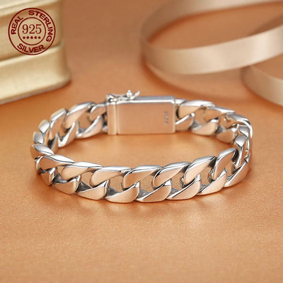 Solid S925 Sterling Silver Bracelet 7MM 8MM 10MM Punk Argent 925 Jewelry Never Fade Men Gifts Past Test | SAMAG