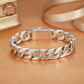 Solid S925 Sterling Silver Bracelet 7MM 8MM 10MM Punk Argent 925 Jewelry Never Fade Men Gifts Past Test | SAMAG