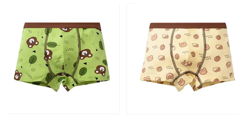 4 Pack Boys Cotton Underwear Soft Comfortable Kids Boxer Briefs Cartoon Design