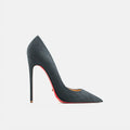 luxury women's shoes Black Suede Elegant Office Shoes Women Brand Pumps Red sole High Heels Pointed Toe Evening Dress Shoes 12cm