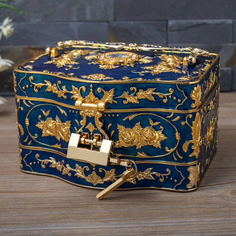 Multi-functional Storage Case with Mirror And Locks 3 Layer Large Metal Jewelry Box Women's Day Gifts for Women