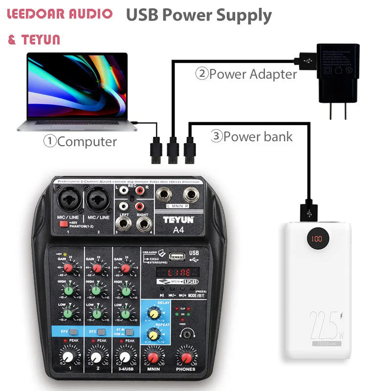 TEYUN 8 6 4 Channel Professional Portable Mixer Sound Mixing Console Computer Input 48v Power Number Live Broadcast A4 A6 A8 New