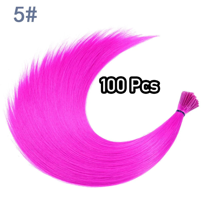 48Pcs Women's Colorful Synthetic Hair Extensions Set 38 Colors Tinsel Wig 26 Colors Feather Extensions Tool Kit for Hairdressing