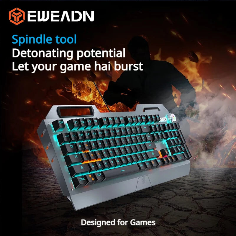 EWEADN TK900 Mechanical Keyboard USB-C Rechargeable RGB Backlit Ergonomic Gaming Keyboard For PC Laptop Mac