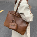 LEFTSIDE Big PU Leather Short Handle Shoulder Bag for Women 2025 Winter Luxury Tote Bag Lady Designer Retro Handbags and Purses