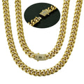 6 - 14mm Bling Gold Color Stainless Steel Cuban Miami Chains Necklaces CZ Zircon Box Lock Link for Men Hip - Visuel 3 | SAMAG