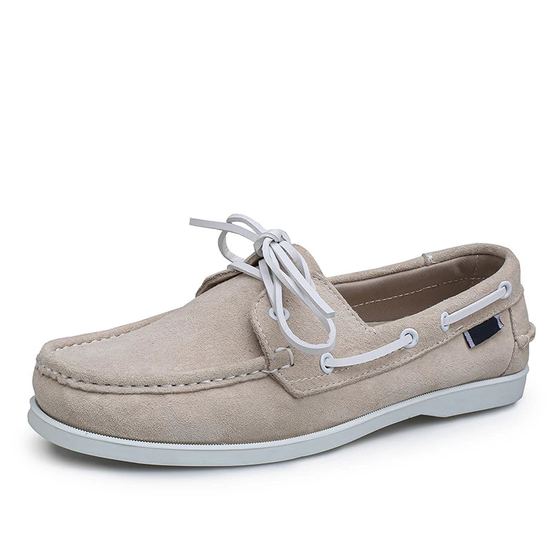 New Men's Casual Shoes Fashion Leather Docksides Boat Shoes British Style Lace Up Men Loafers Men Breathable Handmade Moccasins