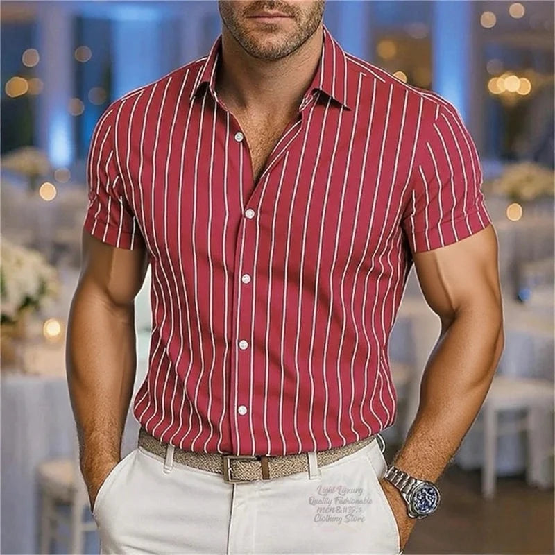 Men's Fashion Striped Shirts, Casual Breathable Lapel | SAMAG