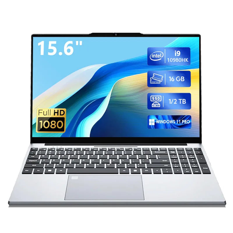 Portable Intel Core i9 10980HK Laptop 16GB RAM 1TB 2TB SSD Windows 11 15.6 inch Gaming Computer Fingerprint Unlock PC 4K Laptops