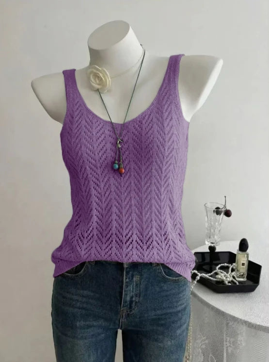 Ladies Elegant Solid Color Knitted Vest Summer Thin Layer - View 4 | SAMAG