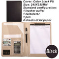 Leather High-End Office Folder Multi-Functional A4 Paper Folder Binder Detachable Calculator Set Office Supplies