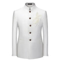 Chinese Stand Collar Men Blazer, Korean Style Solid Casual Suit Jacket, Fashion Slim Fit Dress Coat, Yellow,Burgundy,White,Black