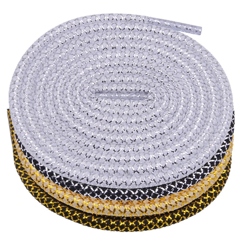 1Pair Luxury Gold Silver wire Round Shoelaces Sneakers Casual Shoe laces Quality Rope Shoelace Shoes Accessories 120/140/160CM