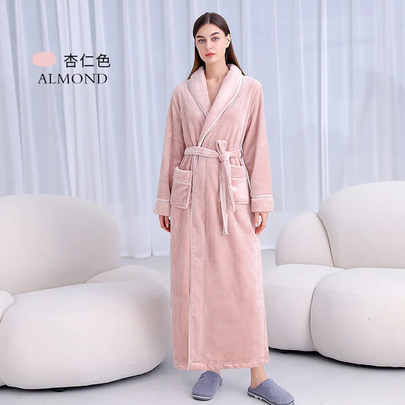 Warm Coral Fleece Kimono Bathrobe Gown Winter Thickened | SAMAG