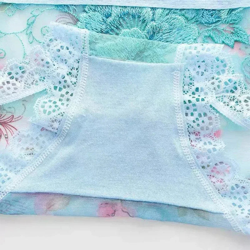 Superior Embroidery Flowers Underwear Women Lace Transparent Briefs Fashion Intimates Sexy Lingerie Panties Ladies Underpants