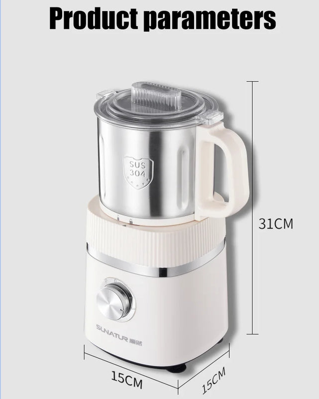 SUNATUR 500W Home Use Food Processor Multifunctional Kitchen Grinder for Coffee Spices Baby Food with Large Capacity