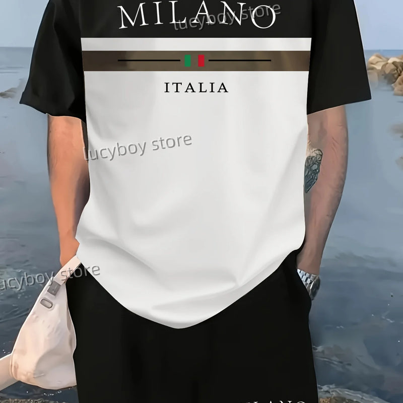 LB Printed Sport T-shirt+shorts Suit Set Men Male Luxury Tracksuit Outfit Summer Oversized tracksuit 2 Piece Set men Clothing