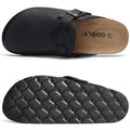Crestar Women's Vegan Leather Clogs Summer Slip-on Cork Footbed Mules Slippers With Arch Support Unisex Cozy Casual Potato Shoes