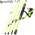Sougayilang Portable 5 Section Red/yellow Fishing Rod Combo 170cm Fishing Rod and  1000 2000 3000 Spinning Reel Set