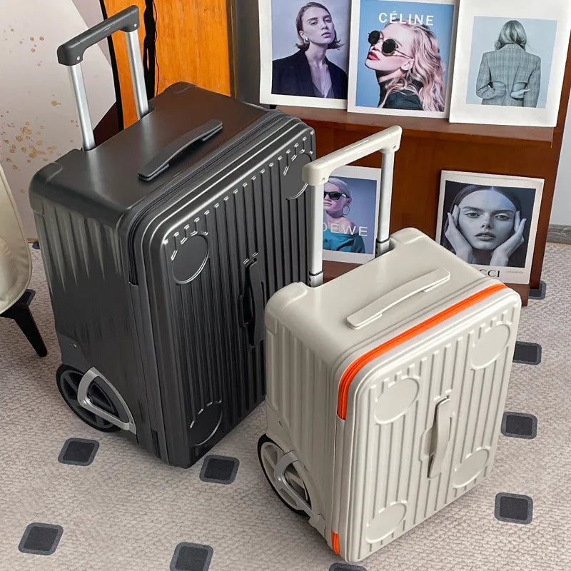 Side Opening Luggage Compartment with Oversized Wheels Large Capacity Travel Suitcase Travel Suitcase on Wheels