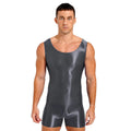 Swimwear Mens Glossy Stretchy Swimsuit U Neck Tank Leotard Jumpsuit Bodysuit Mankini Bodybuilding Fitness Exercise Swimming Suit