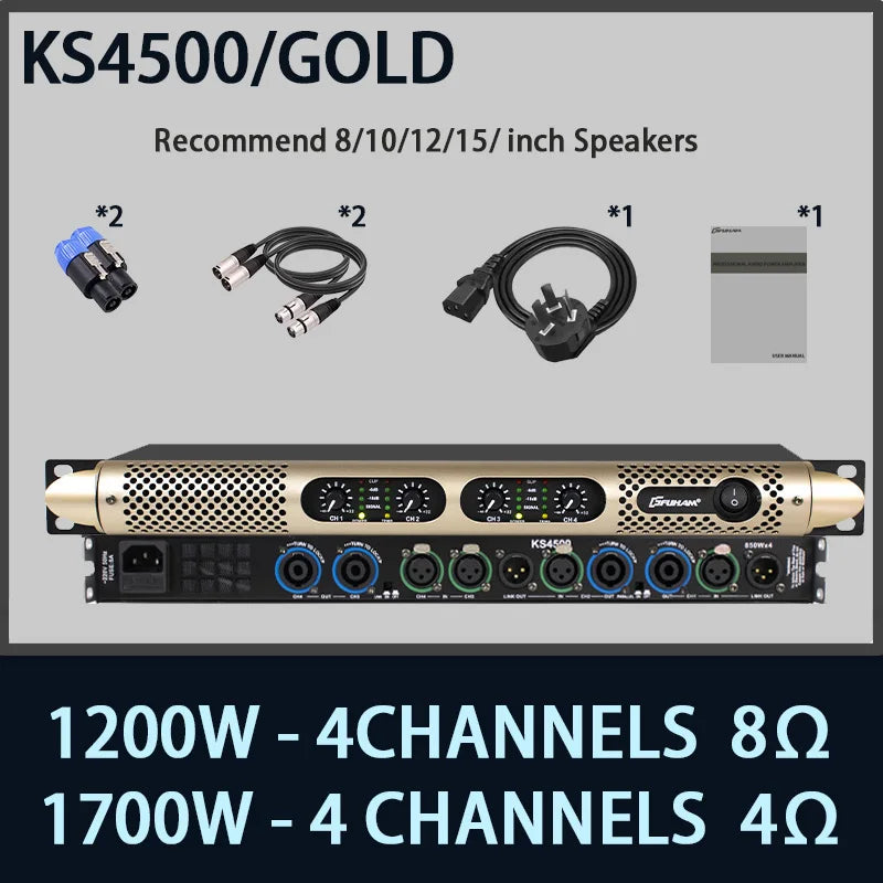 FUHAM KS2500 Digital Power Amplifier 2/4 Channel 8 Ohm 1200W Audio Amplifier Digital Amplifier Audio DJ Stage Performance