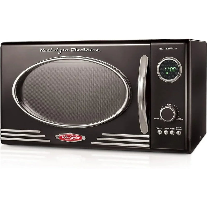 2026 hot sale l L Retro Countertop Microwave Oven, 800-Watt, 0.9 Cu Ft - 12 Pre-Programmed Cooking Settings - Digital Clock, Kit