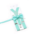 Fashion Men Kids Turquoise Green Suspender Bowtie Sets | SAMAG