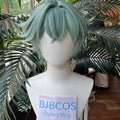 [Styled Wig] Lohen Cosplay Wig Game Genshin Impact  Men Short 35cm Green Hair Knights Of Favonius Cosplay Halloween Wig