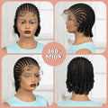 Short Ombre Cornrow Braided Bob Wig Synthetic Full Lace Braided Lace Wig with Baby Hair Knotless Handmade Braids Wigs for Women