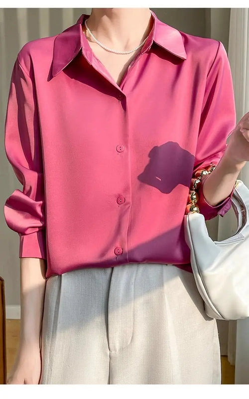 Fashion Loose Solid Color Turn - down Collar Simplicity - View 14 | SAMAG