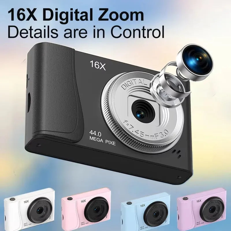 Digital Camera 4K 24 Million Pixels Children Camcorder 16x Zoom Compact Cameras Auto Focus for Kids Adult Beginners Photograph