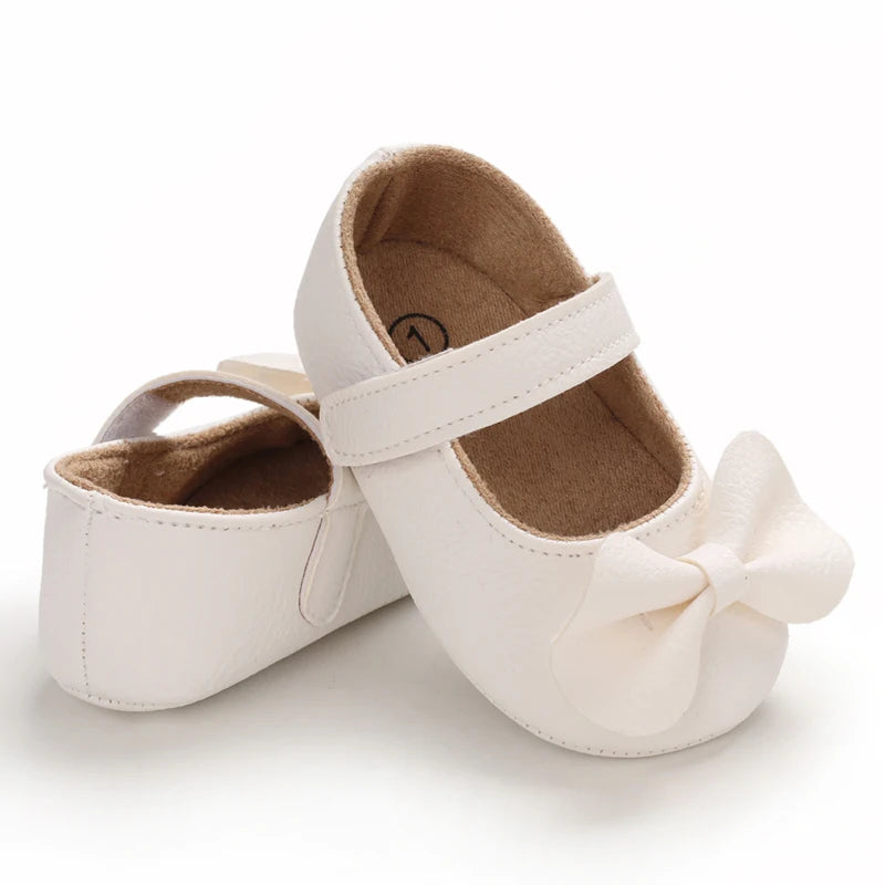 Baby Learning Walk Shoes, Cute Bow Spring Autumn Princess Infant Shoes, Soft Comfort Footwear for Baby Girls 0-18 Months
