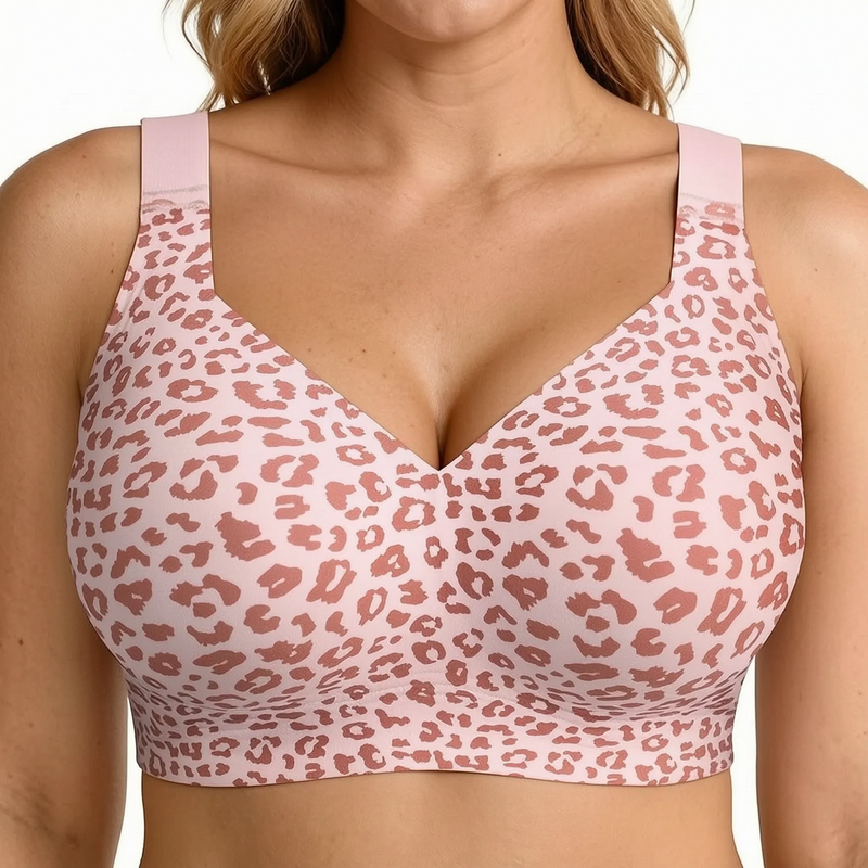 1Pcs Leopard Print Seamless Wireless Bra, Full Coverage Push Up Bralette, Anti-Sagging Breathable Soft Thin Cup for Sports Yoga Daily