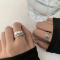 VENTFILLE 925 Sterling Silver Geometric Multilayer Round Bead Ring Female Fashion Punk Temperament Prevent Allergy | SAMAG