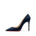 luxury women's shoes Black Suede Elegant Office Shoes Women Brand Pumps Red sole High Heels Pointed Toe Evening Dress Shoes 12cm