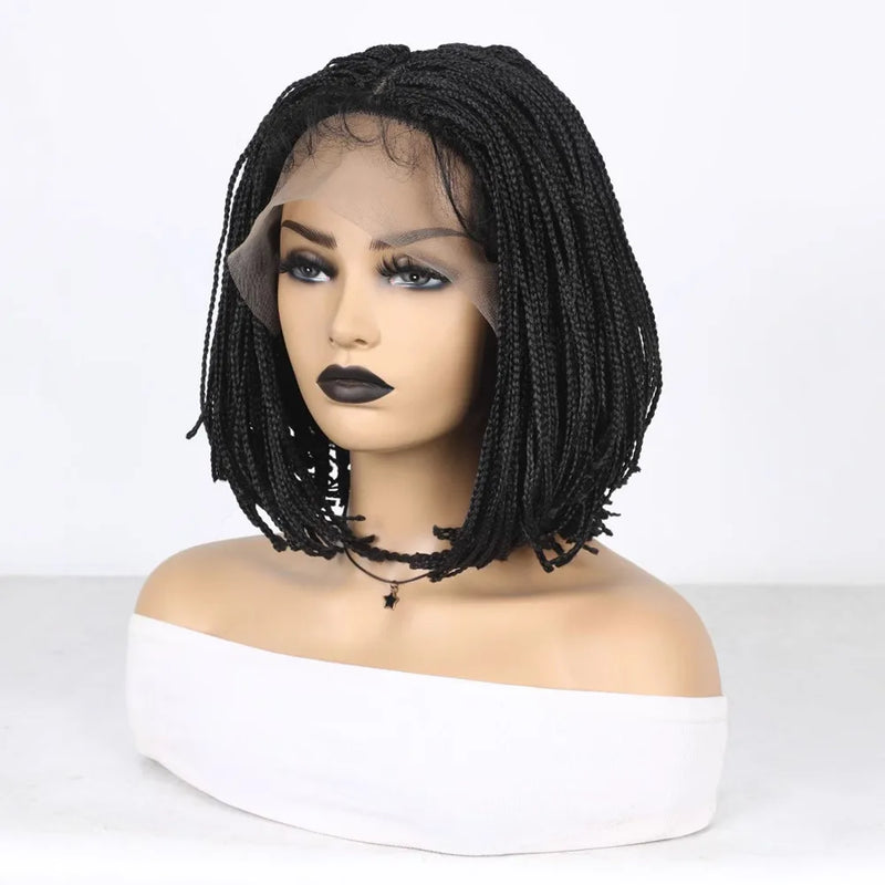 Synthetic Lace Front Wigs For Woman Short Bob Wig with Bangs Braided Wigs Women Daily Party Cosplay Woman Wigs Black Gray