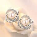 Upscale 14k Gold Jewelry Real Gold  Earrings Zircon Pearl Twist Luxury Stud Earrings for Women Brincos Pendientes Bijoux