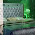 GEGOFORU Queen LED Bed Frame with Galaxy Projector, Bluetooth Speaker, USB Ports, 4 Drawers, No Box Spring Needed, PU Black
