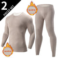2-pcs Autumn And Winter Men's Thick Semi High Neck Thermal Underwear Set Solid Color Fashionable High Neck Top Warm Casual Pants