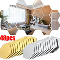Hexagon Acrylic Mirror Wall Sticker Acrylic Adhesive Gold Silver Mosaic Tiles Removable DIY Bedroom Bathroom Home Decor Sticker