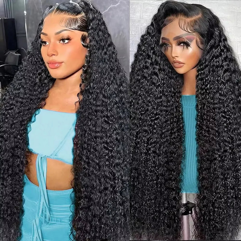 220 Density Deep Wave 13x6 HD Lace Front Human Hair Wigs 30 32 34 36 38 Inch Pre Plucked Water Curly 13x4 Lace Frontal Wig HD Transparent Lace Front Human Hair Wigs Jerry Curly Wig